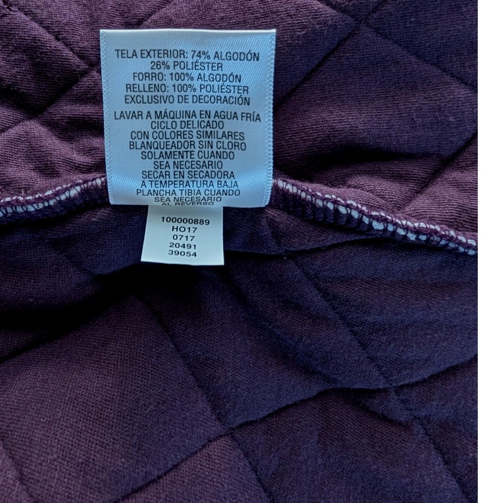 Charter Club Womens Purple Quilted Flocked Floral Damask Full Zip Vest Medium - Picture 5 of 5